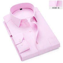 Load image into Gallery viewer, Plus Size S to 8xl formal shirts for men striped long sleeved non-iron slim fit dress shirts Solid Twill Social Man's Clothing