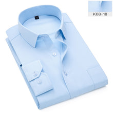 Load image into Gallery viewer, Plus Size S to 8xl formal shirts for men striped long sleeved non-iron slim fit dress shirts Solid Twill Social Man's Clothing
