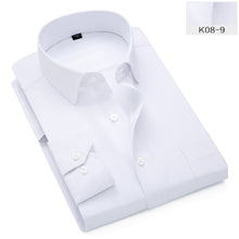 Load image into Gallery viewer, Plus Size S to 8xl formal shirts for men striped long sleeved non-iron slim fit dress shirts Solid Twill Social Man's Clothing