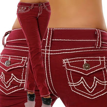 Load image into Gallery viewer, Plus Size Jeans 2020 New Woman Blue Midi Waist Straight Denim Trousers Mom Jeans Female Elastic Pencil Jean Pants