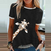 Load image into Gallery viewer, Plus Size Giraffe Graphic T-Shirts Women Casual Cute O Neck Short Sleeve Y2k Tees Top Lovely Tshirts Lady Clothing Fall Winter