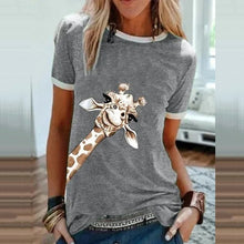 Load image into Gallery viewer, Plus Size Giraffe Graphic T-Shirts Women Casual Cute O Neck Short Sleeve Y2k Tees Top Lovely Tshirts Lady Clothing Fall Winter