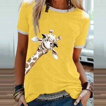 Load image into Gallery viewer, Plus Size Giraffe Graphic T-Shirts Women Casual Cute O Neck Short Sleeve Y2k Tees Top Lovely Tshirts Lady Clothing Fall Winter