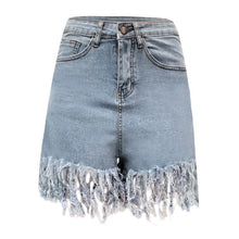 Load image into Gallery viewer, Plus Size S-3XL Tassel Casual Denim Shorts Women Elastic High Waist Short Jeans Summer Streetwear Fashion Trousers