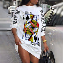 Load image into Gallery viewer, 2021 Ladies Loungewear Round Neck Poker Letter Print Long Sleeve Plus Size Women Clothing Street Style Winter Casual Dresses