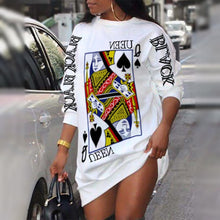 Load image into Gallery viewer, 2021 Ladies Loungewear Round Neck Poker Letter Print Long Sleeve Plus Size Women Clothing Street Style Winter Casual Dresses