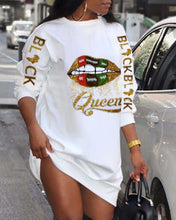 Load image into Gallery viewer, 2021 Ladies Loungewear Round Neck Poker Letter Print Long Sleeve Plus Size Women Clothing Street Style Winter Casual Dresses