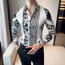 Load image into Gallery viewer, Plus Size M-6XL High Quality Printed Shirts Brand Clothing Men Designer Social Tuxedo Slim Long Sleeve Baroque Slim Party Shirt