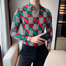 Load image into Gallery viewer, Plus Size M-6XL High Quality Printed Shirts Brand Clothing Men Designer Social Tuxedo Slim Long Sleeve Baroque Slim Party Shirt