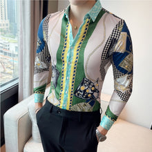 Load image into Gallery viewer, Plus Size M-6XL High Quality Printed Shirts Brand Clothing Men Designer Social Tuxedo Slim Long Sleeve Baroque Slim Party Shirt