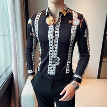 Load image into Gallery viewer, Plus Size M-6XL High Quality Printed Shirts Brand Clothing Men Designer Social Tuxedo Slim Long Sleeve Baroque Slim Party Shirt