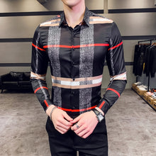 Load image into Gallery viewer, Plus Size M-6XL High Quality Printed Shirts Brand Clothing Men Designer Social Tuxedo Slim Long Sleeve Baroque Slim Party Shirt