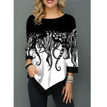 Load image into Gallery viewer, Spring Summer Irregular Print 3/4 Sleeve T-Shirts Women Clothing Fashion Casual Tops Plus Size Loose Pullovers Tee Shirt Femme