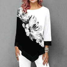 Load image into Gallery viewer, Spring Summer Irregular Print 3/4 Sleeve T-Shirts Women Clothing Fashion Casual Tops Plus Size Loose Pullovers Tee Shirt Femme