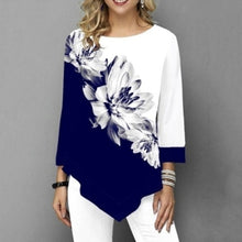 Load image into Gallery viewer, Spring Summer Irregular Print 3/4 Sleeve T-Shirts Women Clothing Fashion Casual Tops Plus Size Loose Pullovers Tee Shirt Femme