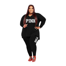 Load image into Gallery viewer, XL-5XL Fall 2021 Plus size Women Clothing Two Piece Set Fashion Long Sleeve V Neck top And Pants Print 2 Piece Suit Outfit