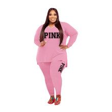Load image into Gallery viewer, XL-5XL Fall 2021 Plus size Women Clothing Two Piece Set Fashion Long Sleeve V Neck top And Pants Print 2 Piece Suit Outfit
