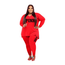 Load image into Gallery viewer, XL-5XL Fall 2021 Plus size Women Clothing Two Piece Set Fashion Long Sleeve V Neck top And Pants Print 2 Piece Suit Outfit
