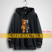 Load image into Gallery viewer, Plus Size Men's Hoodies Printing Anime Women Harajuku streetwear oversized sweatshirt clothing style long Hooded Black Bear 8xl
