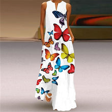 Load image into Gallery viewer, Women Human Face Printed Black Dress Sexy Sleeveless V Neck A Line Loose Chiffon Summer Dress Elegant Evening Party Beach Dress