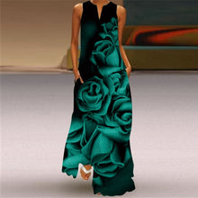 Load image into Gallery viewer, Women Human Face Printed Black Dress Sexy Sleeveless V Neck A Line Loose Chiffon Summer Dress Elegant Evening Party Beach Dress