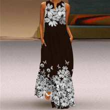 Load image into Gallery viewer, Women Human Face Printed Black Dress Sexy Sleeveless V Neck A Line Loose Chiffon Summer Dress Elegant Evening Party Beach Dress