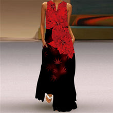 Load image into Gallery viewer, Women Human Face Printed Black Dress Sexy Sleeveless V Neck A Line Loose Chiffon Summer Dress Elegant Evening Party Beach Dress
