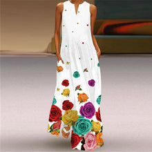 Load image into Gallery viewer, Women Human Face Printed Black Dress Sexy Sleeveless V Neck A Line Loose Chiffon Summer Dress Elegant Evening Party Beach Dress