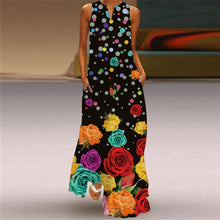 Load image into Gallery viewer, Women Human Face Printed Black Dress Sexy Sleeveless V Neck A Line Loose Chiffon Summer Dress Elegant Evening Party Beach Dress