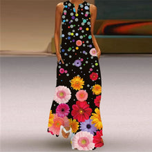 Load image into Gallery viewer, Women Human Face Printed Black Dress Sexy Sleeveless V Neck A Line Loose Chiffon Summer Dress Elegant Evening Party Beach Dress