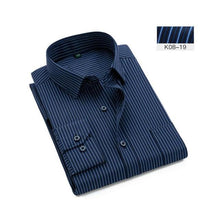 Load image into Gallery viewer, Plus Size S to 8xl formal shirts for men striped long sleeved non-iron slim fit dress shirts Solid Twill Social Man's Clothing