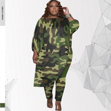 Load image into Gallery viewer, Autumn Style Trendy Plus Size Women Clothing Tracksuit Womens Long Loose Camouflage Oblique Shoulder Wholesale Dropshipping
