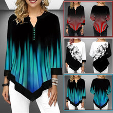 Load image into Gallery viewer, Spring Summer Irregular Print 3/4 Sleeve T-Shirts Women Clothing Fashion Casual Tops Plus Size Loose Pullovers Tee Shirt Femme