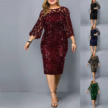 Load image into Gallery viewer, Plus Size Clothing For Women Midi Dress Mother Bride Groom Outfit Elegant Sequins Wedding Cocktail Party Summer 2022 5XL 6XL