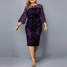Load image into Gallery viewer, Plus Size Clothing For Women Midi Dress Mother Bride Groom Outfit Elegant Sequins Wedding Cocktail Party Summer 2022 5XL 6XL