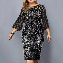 Load image into Gallery viewer, Plus Size Clothing For Women Midi Dress Mother Bride Groom Outfit Elegant Sequins Wedding Cocktail Party Summer 2022 5XL 6XL