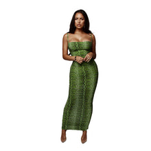 Load image into Gallery viewer, Sexy Leopard Print Snake Skin Dress Women Backless Elegant Bodycon Slim Pencil Dress Plus Size See Through Evening Party Dresses