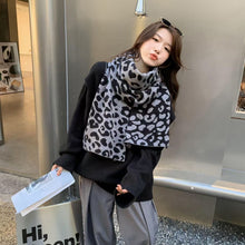 Load image into Gallery viewer, Luna&Dolphin Women Leopard Pattern Wool Scarf Camel Skin Friendly Neckerchief Soft Knitted Woolen Ins Neck Big Pashmina Shawl