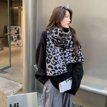 Load image into Gallery viewer, Luna&Dolphin Women Leopard Pattern Wool Scarf Camel Skin Friendly Neckerchief Soft Knitted Woolen Ins Neck Big Pashmina Shawl