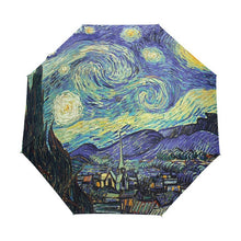Load image into Gallery viewer, Creative Painting Starry Night Umbrella Van Gogh Oil Painting Three-Folding Sunny Rainy Umbrella Anti-UV Umbrella For Girl
