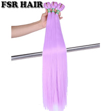 Load image into Gallery viewer, Purple Pink Green Silky Straight Soft hair weft 22 Inch 100 Gram one Piece Tissage Fiber Hair Weave Synthetic hair Extension