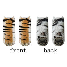 Load image into Gallery viewer, Fashion 3D Printing Animal Paw Socks Tiger Leopard Cat Cute Fun Harajuku Happy Socks For kids Summer Women Cotton Low Ankle Socks
