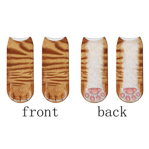 Fashion 3D Printing Animal Paw Socks Tiger Leopard Cat Cute Fun Harajuku Happy Socks For kids Summer Women Cotton Low Ankle Socks