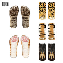 Load image into Gallery viewer, Fashion 3D Printing Animal Paw Socks Tiger Leopard Cat Cute Fun Harajuku Happy Socks For kids Summer Women Cotton Low Ankle Socks
