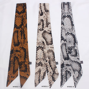 2019 Leopard Snake Skin Print New Bag Skinny Silk Scarf For Women Luxury Foulard Women Tie Fashion Head Scarves For Ladies H1053