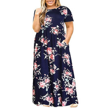 Load image into Gallery viewer, Big size dress women summer large size short sleeve print wear-resistant long dress plus size fat MM women clothing maxi dress
