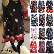 Load image into Gallery viewer, 4XL 5XL Large Size Dress Casual Printed Cartoon Christmas Dress Autumn Winter Long Sleeve A -line Dress Plus Size Women Clothing
