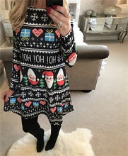 Load image into Gallery viewer, 4XL 5XL Large Size Dress Casual Printed Cartoon Christmas Dress Autumn Winter Long Sleeve A -line Dress Plus Size Women Clothing
