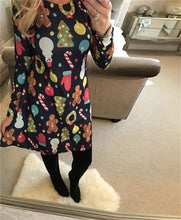 Load image into Gallery viewer, 4XL 5XL Large Size Dress Casual Printed Cartoon Christmas Dress Autumn Winter Long Sleeve A -line Dress Plus Size Women Clothing
