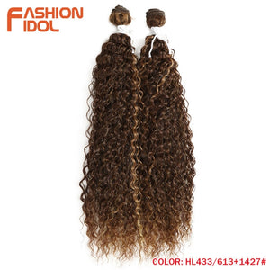 FASHION IDOL Kinky Curly Wave Hair 110G Heat Resistant Silver Grey Synthetic Hair 2Pcs/Lot 22 Inch Weave Hair Bundles Extensions